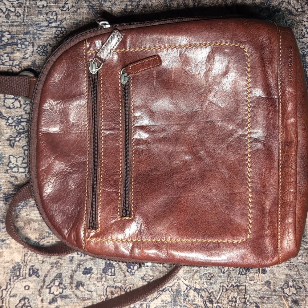 Jack George's Backpack Leather Brown Leather Crossbody Backpack Bag